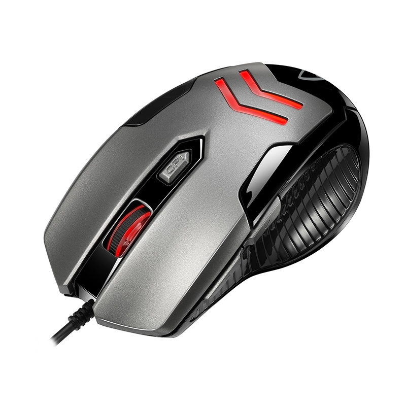 Adesso IMOUSE X1 Gaming Mouse - USB - Optical - 6 Button(s) - Black, Grey - Right-handed
